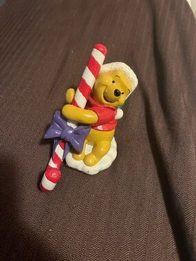 Winnie The Pooh with Candy Cane Disney Noma Stocking Hanger Christmas Vintage